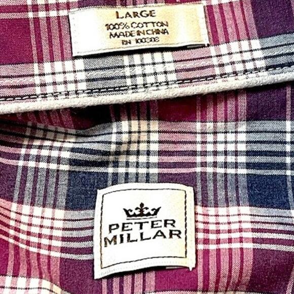 Peter Millar Men's Large Long Sleeve Button-down Collar Shirt Multicolor Plaid - Picture 7 of 8